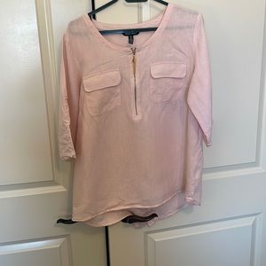 Ellen Tracy linen blouse. Pink. Size L.